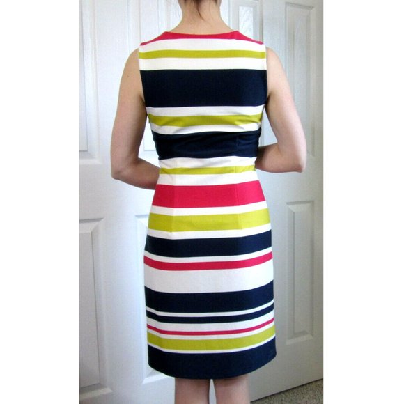 Womens Striped Sheath Dress, Summer Office Workwear Sunday Spring UK 10 is USA 6 - Picture 3 of 10